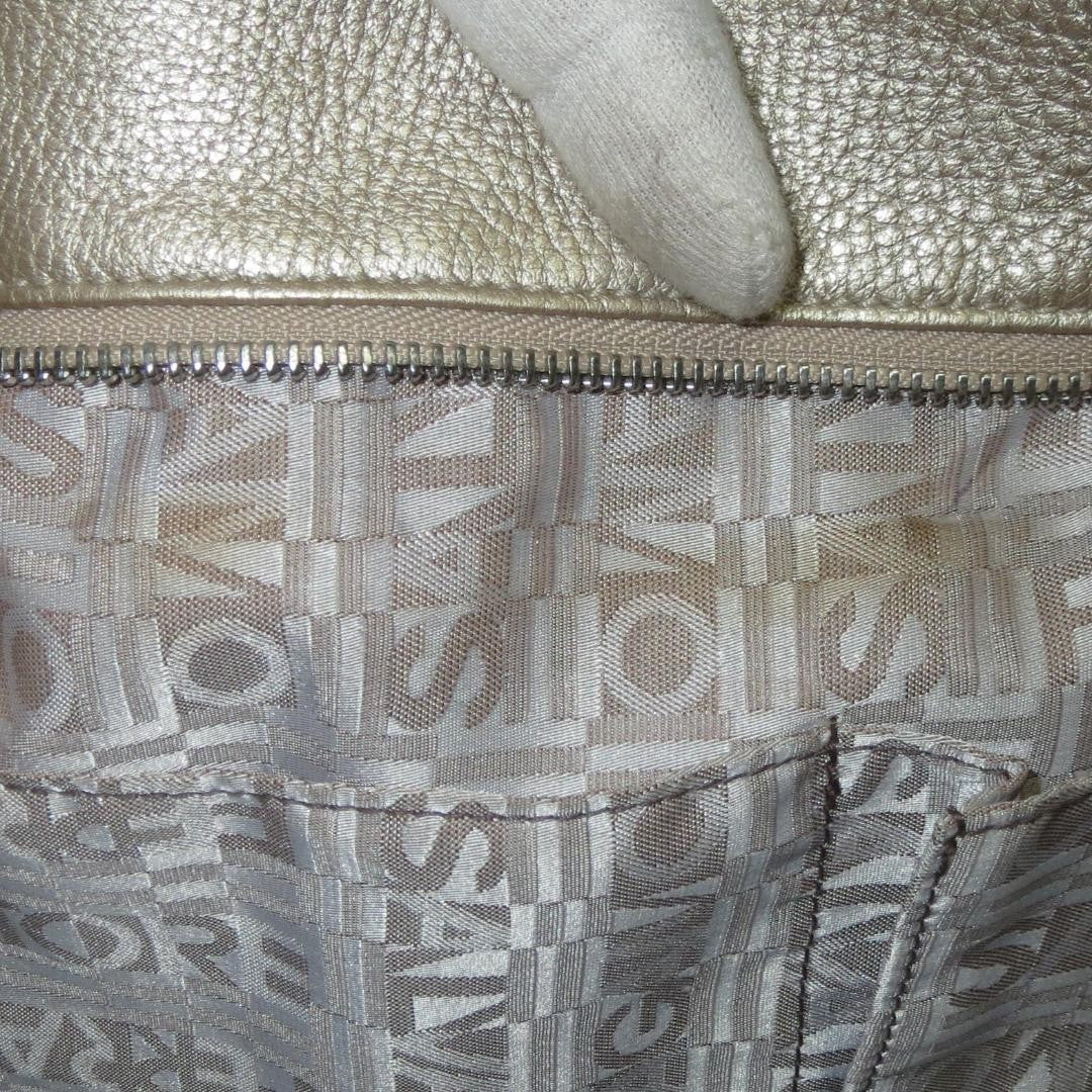 Salvatore Ferragamo Hand Bag Tote Purse Gancini Leather Champagne Gold Authentic