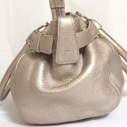 Salvatore Ferragamo Hand Bag Tote Purse Gancini Leather Champagne Gold Authentic