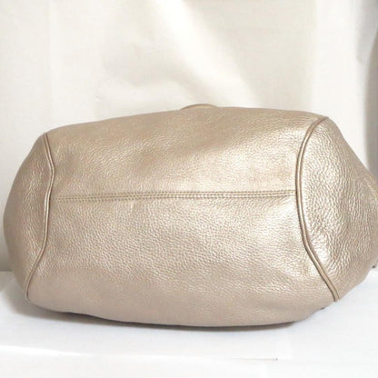 Salvatore Ferragamo Hand Bag Tote Purse Gancini Leather Champagne Gold Authentic