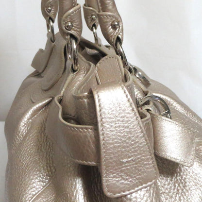 Salvatore Ferragamo Hand Bag Tote Purse Gancini Leather Champagne Gold Authentic