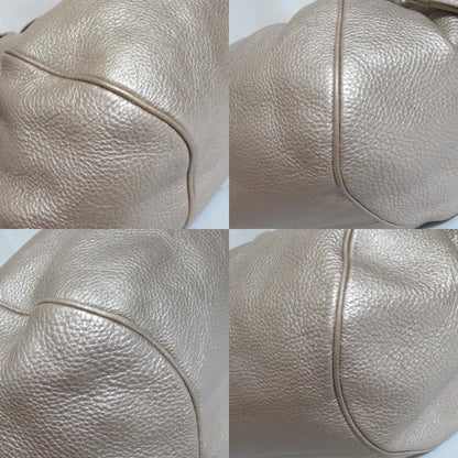 Salvatore Ferragamo Hand Bag Tote Purse Gancini Leather Champagne Gold Authentic