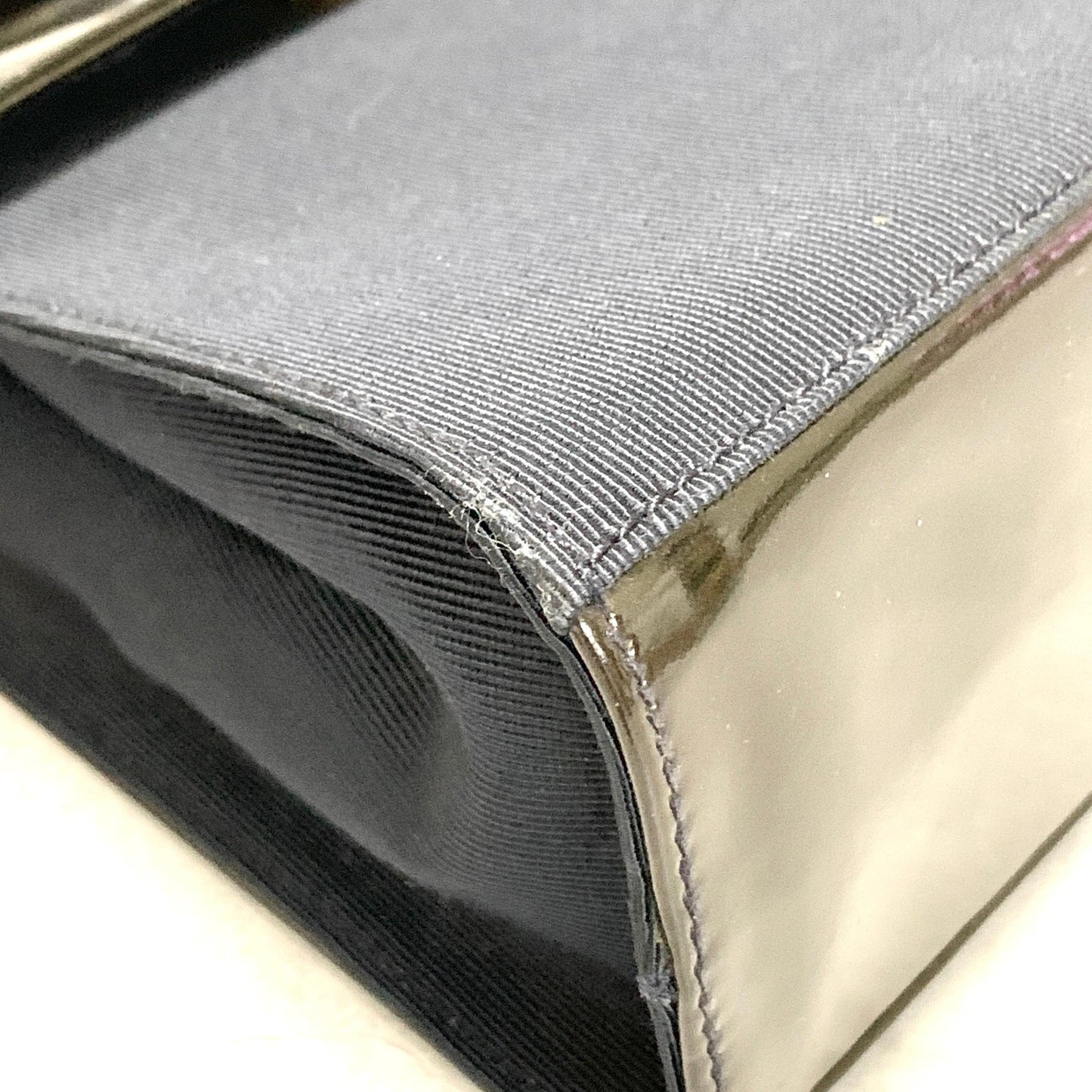 Salvatore Ferragamo Bag Ribbon Shoulder Purse Leather Canvas Black Gold Navy