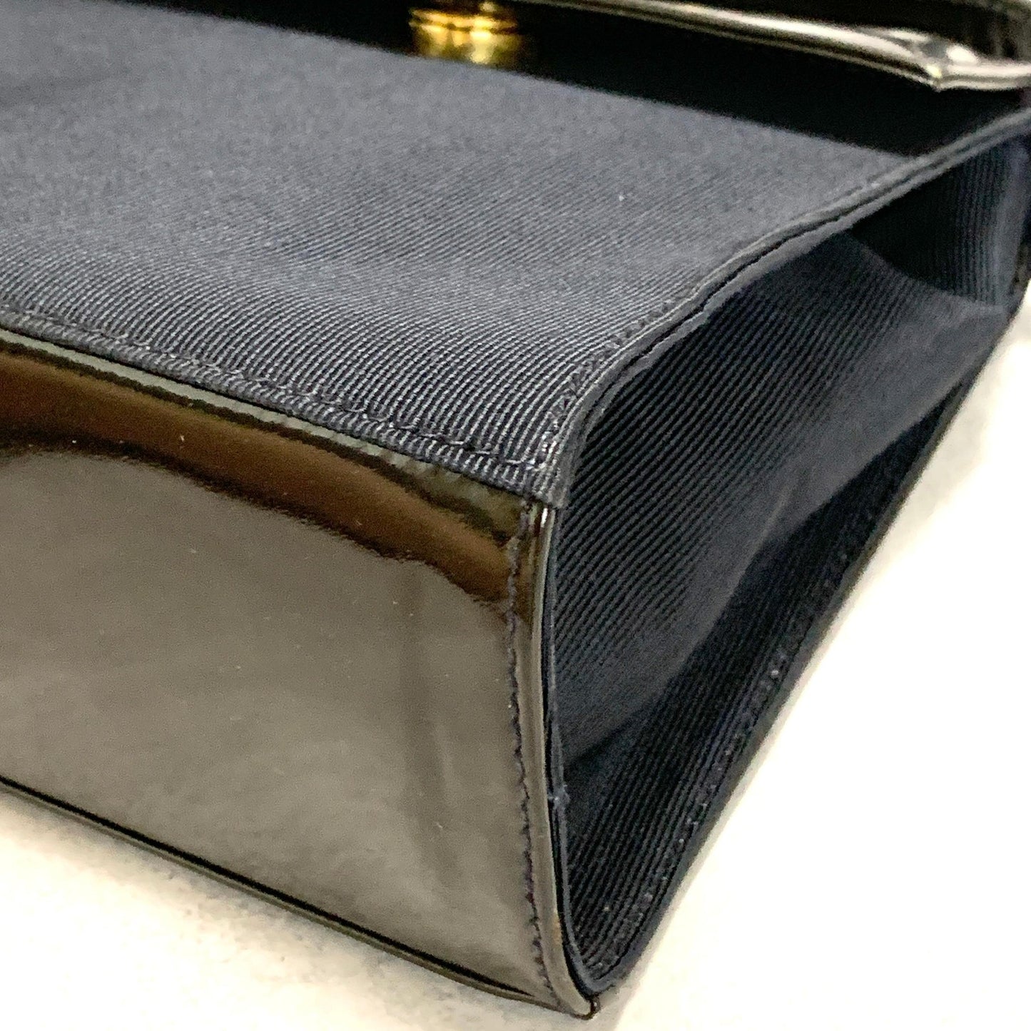 Salvatore Ferragamo Bag Ribbon Shoulder Purse Leather Canvas Black Gold Navy