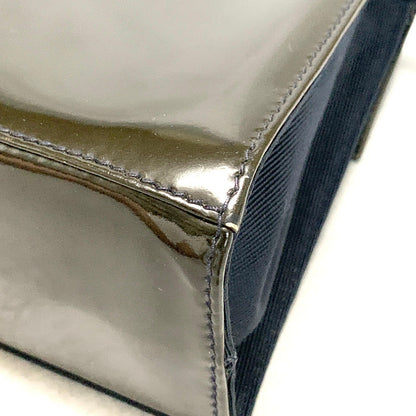 Salvatore Ferragamo Bag Ribbon Shoulder Purse Leather Canvas Black Gold Navy