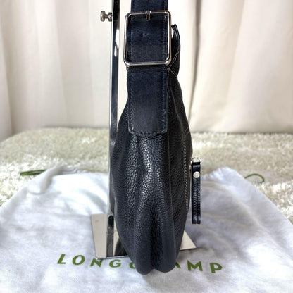 Longchamp Hand Shoulder Bag Tote Purse 2way Leather Black Authentic