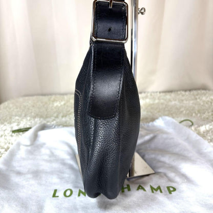 Longchamp Hand Shoulder Bag Tote Purse 2way Leather Black Authentic