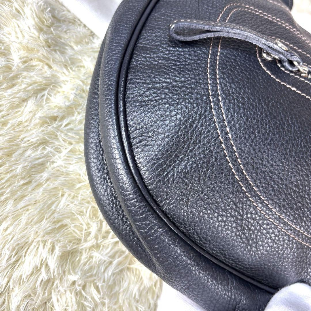 Longchamp Hand Shoulder Bag Tote Purse 2way Leather Black Authentic