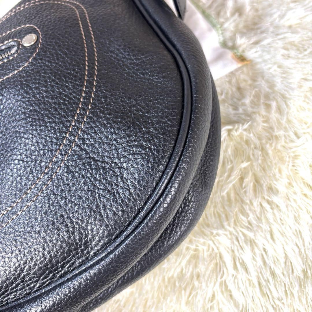 Longchamp Hand Shoulder Bag Tote Purse 2way Leather Black Authentic