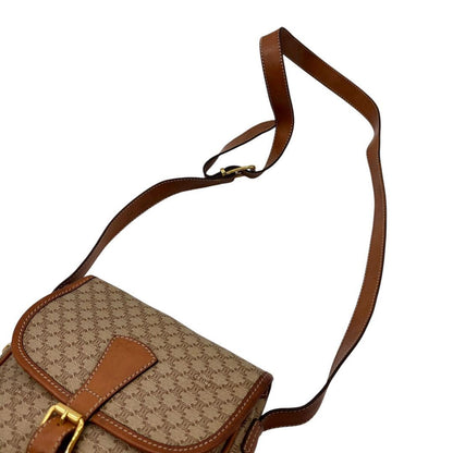 CELINE Shoulder Bag Purse Macadam PVC Leather Beige Authentic
