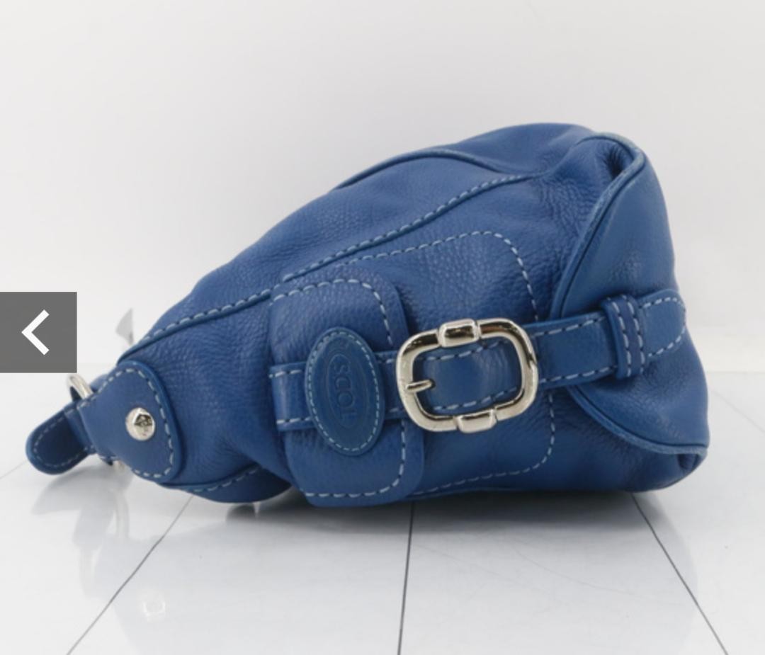 TOD'S Hand Bag Tote Purse Blue Authentic