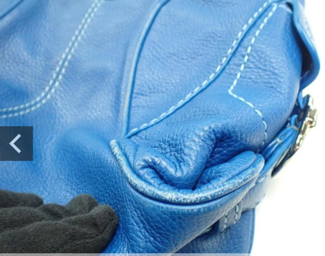 TOD'S Hand Bag Tote Purse Blue Authentic