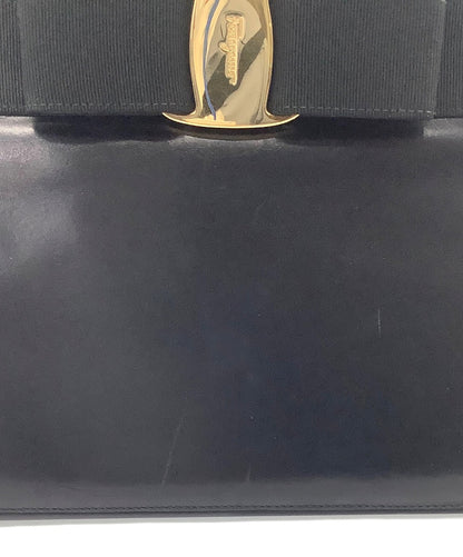 Salvatore Ferragamo Hand Bag Tote Purse Vara Leather Black Authentic