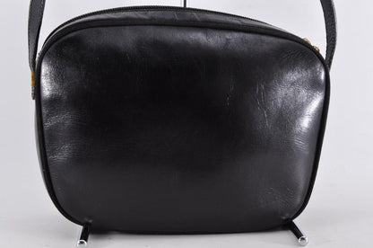 Salvatore Ferragamo Shoulder Bag Purse Vara Leather Black Authentic