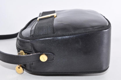Salvatore Ferragamo Shoulder Bag Purse Vara Leather Black Authentic