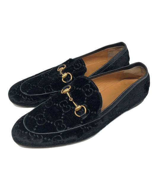 GUCCI Loafers Shoes GG Velvet EU 43 US 9.5 Black Authentic
