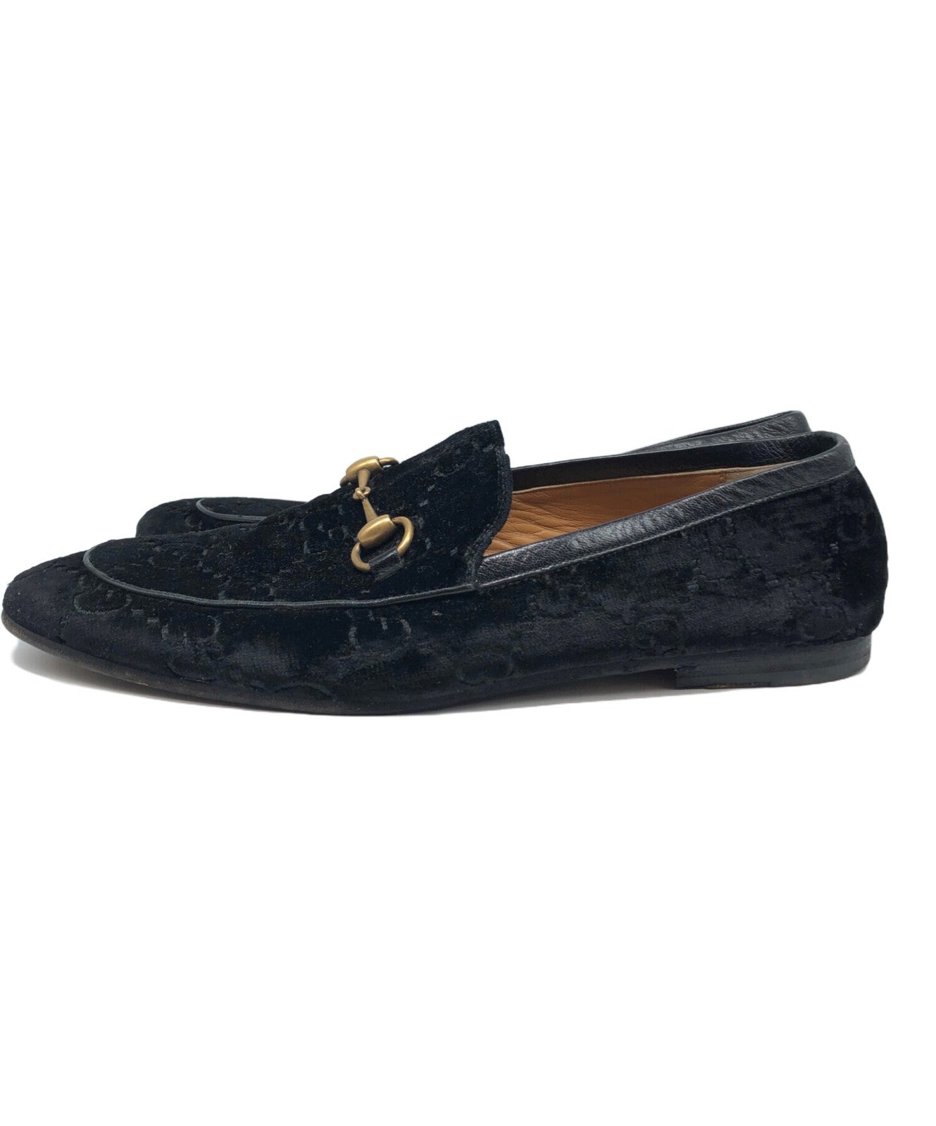 GUCCI Loafers Shoes GG Velvet EU 43 US 9.5 Black Authentic