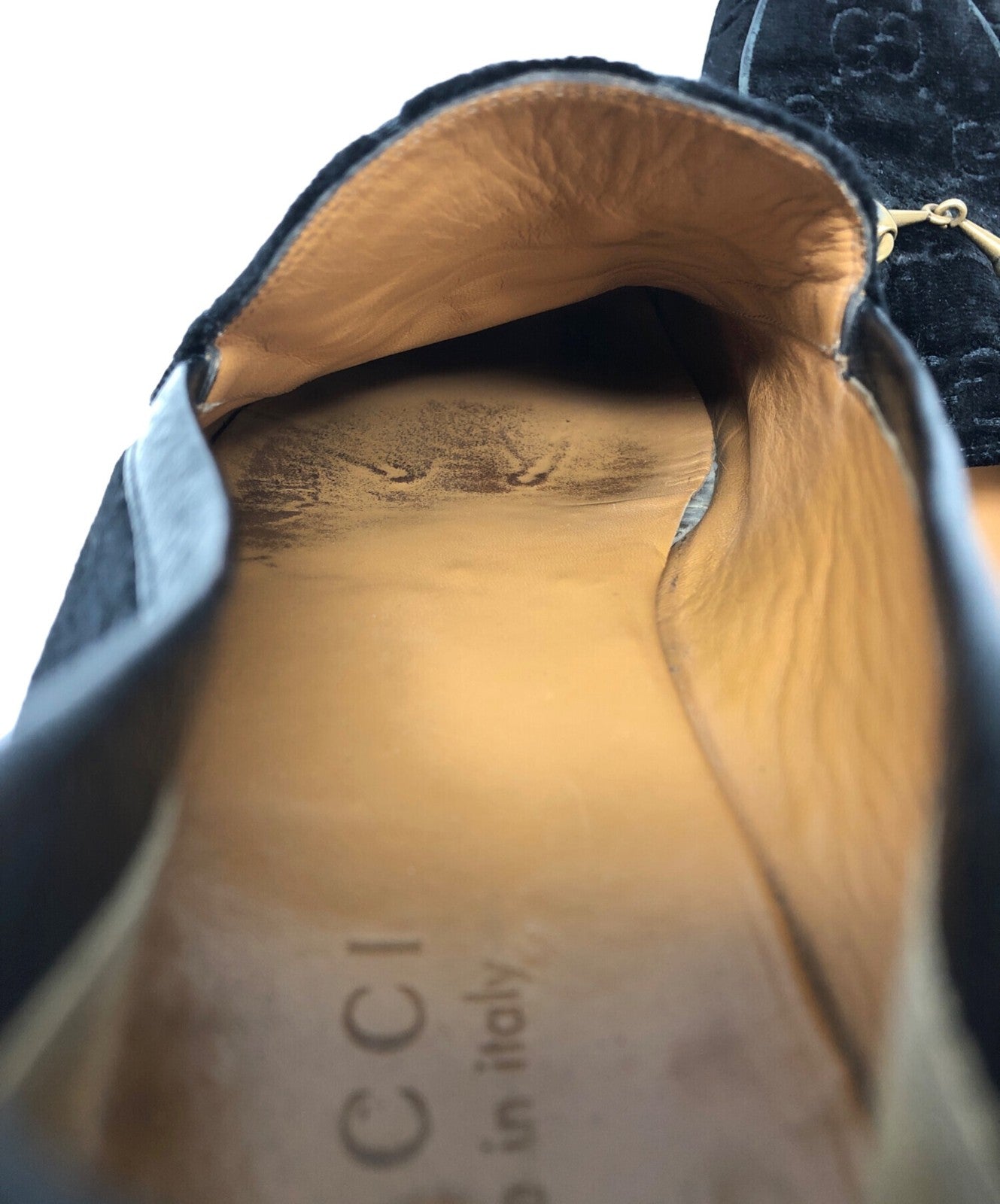 GUCCI Loafers Shoes GG Velvet EU 43 US 9.5 Black Authentic