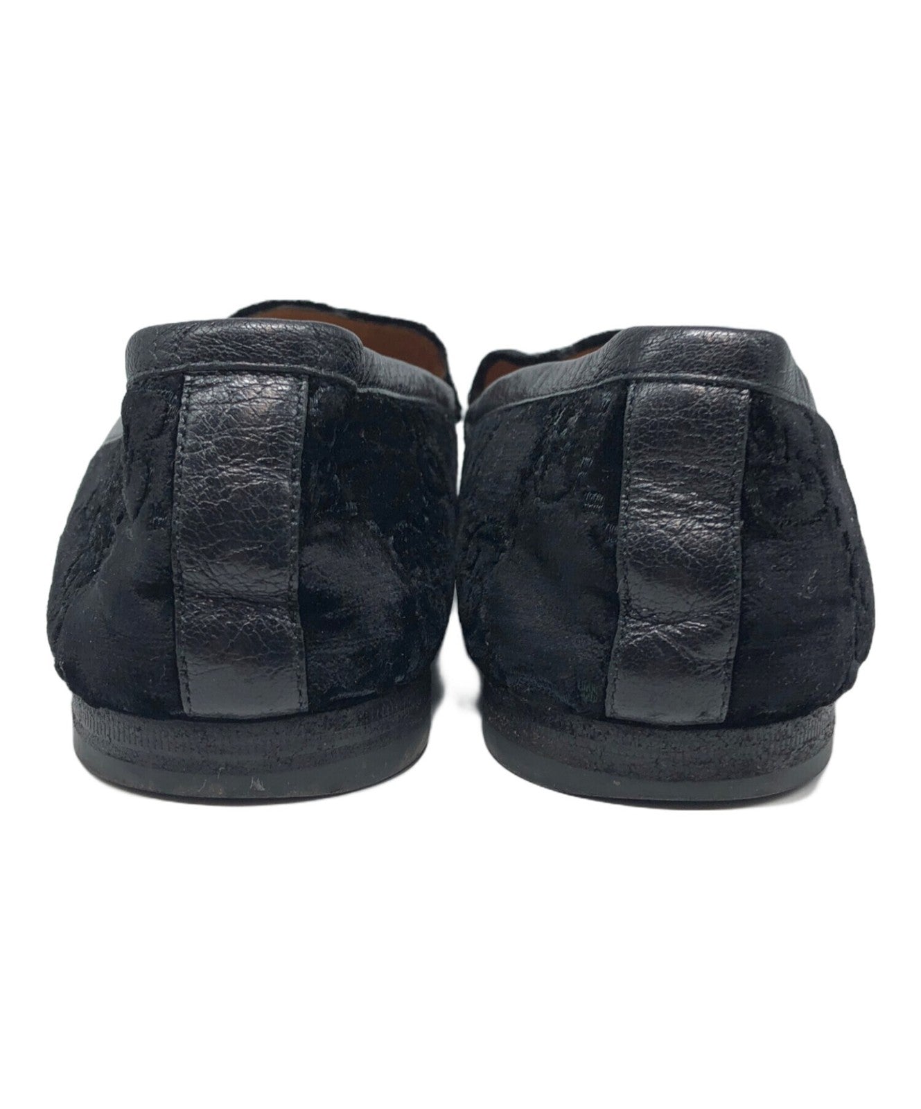 GUCCI Loafers Shoes GG Velvet EU 43 US 9.5 Black Authentic