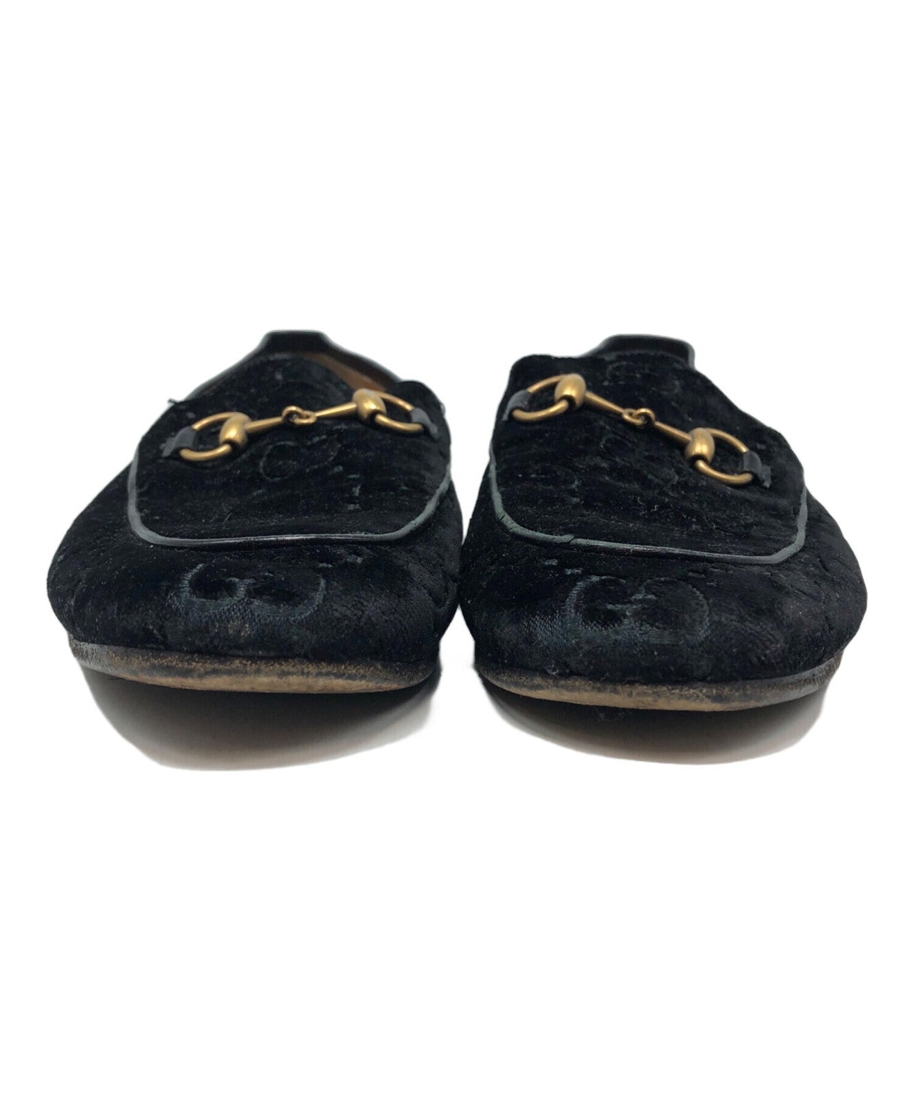 GUCCI Loafers Shoes GG Velvet EU 43 US 9.5 Black Authentic