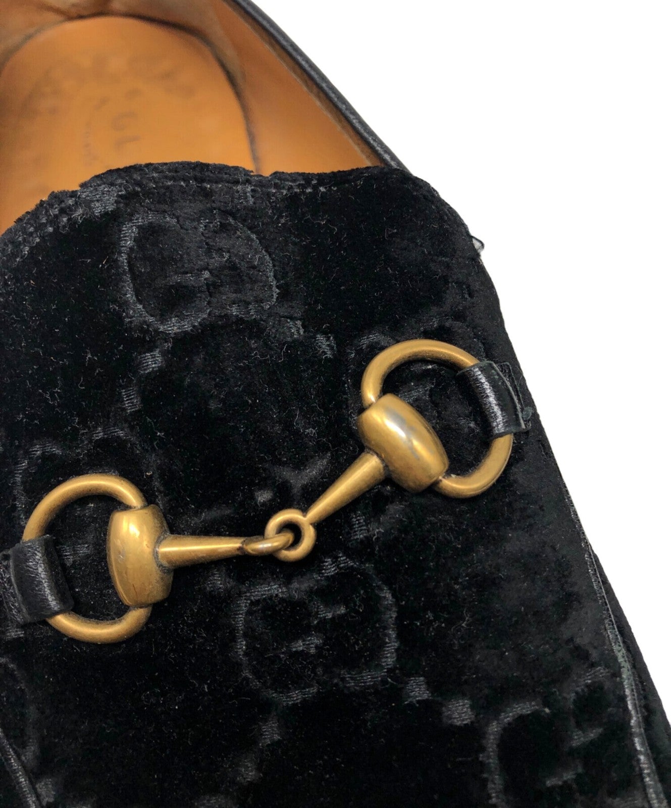 GUCCI Loafers Shoes GG Velvet EU 43 US 9.5 Black Authentic