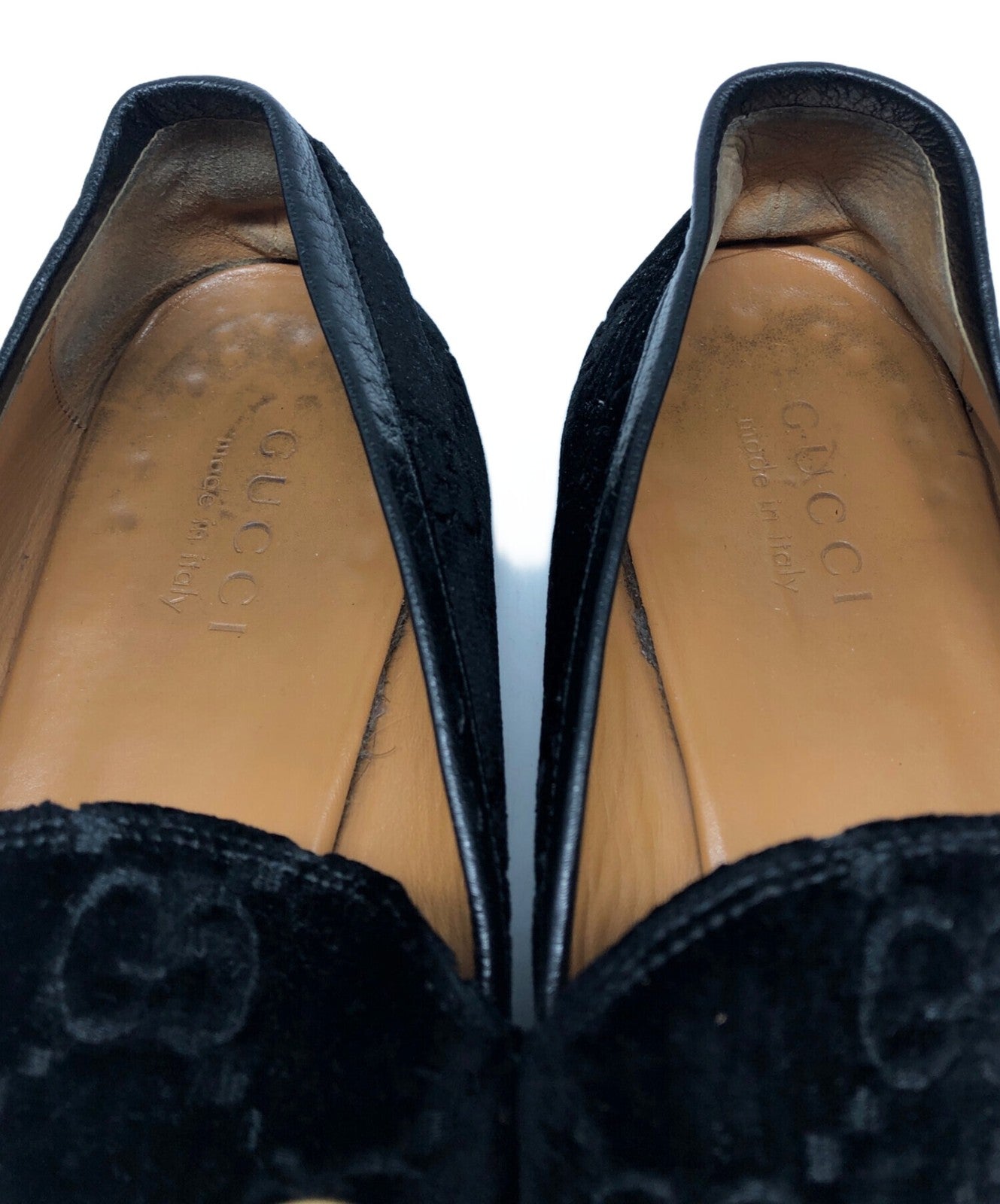 GUCCI Loafers Shoes GG Velvet EU 43 US 9.5 Black Authentic