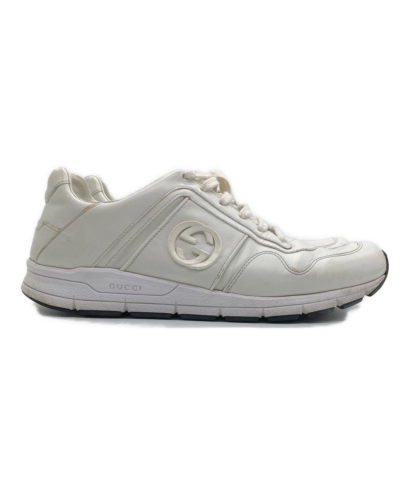 GUCCI Sneakers Shoes Low-Cut Interlocking G EU 42.5 US 9 White Authentic