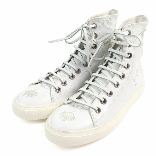 GUCCI Sneakers Shoes High-cut EU 41 US 7.5 Leather Off White Authentic