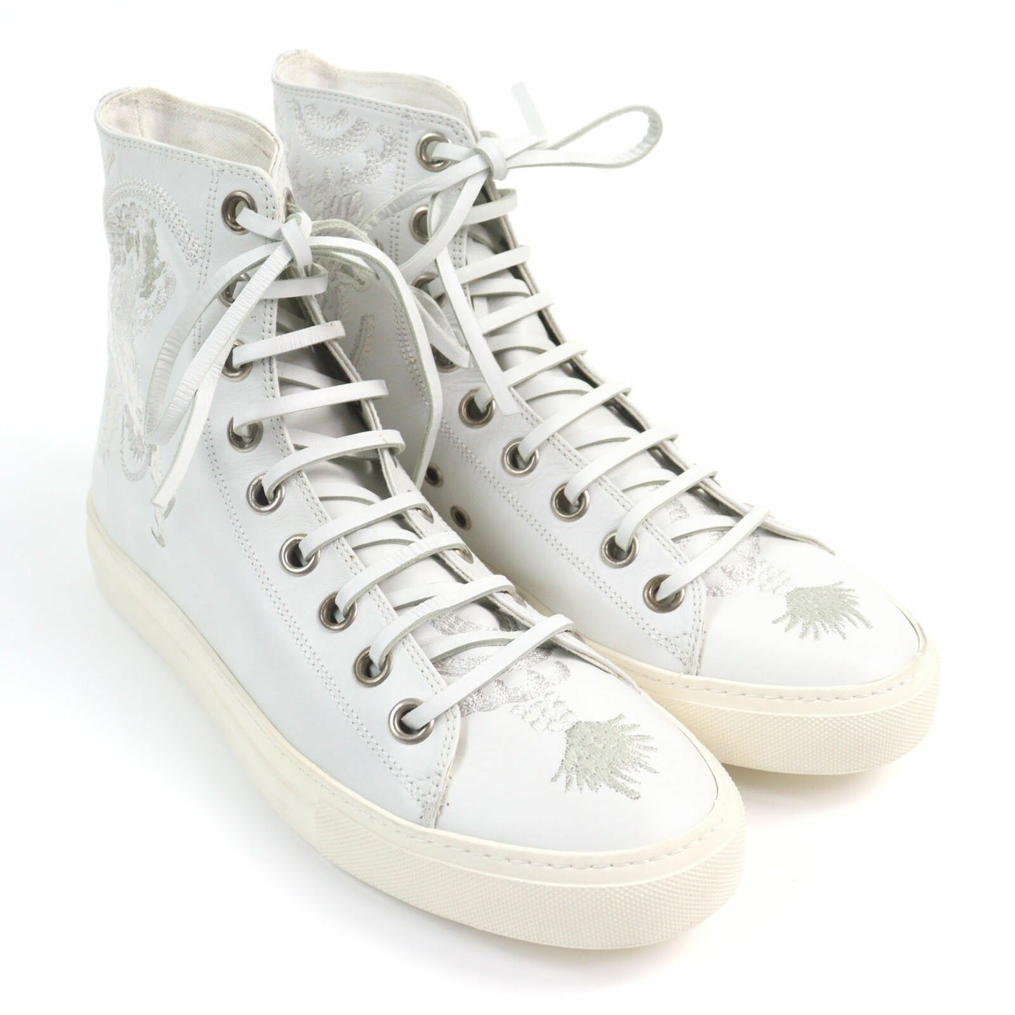 GUCCI Sneakers Shoes High-cut EU 41 US 7.5 Leather Off White Authentic