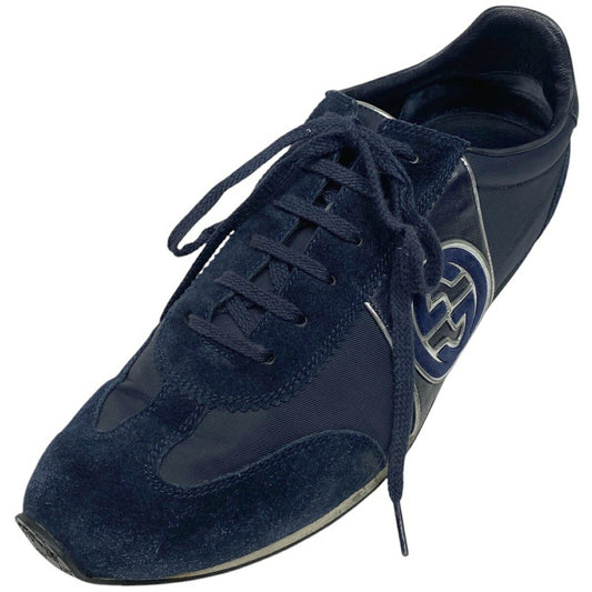 GUCCI Sneakers Shoes Low-Cut Interlocking G EU 42 US 8.5 Navy Authentic