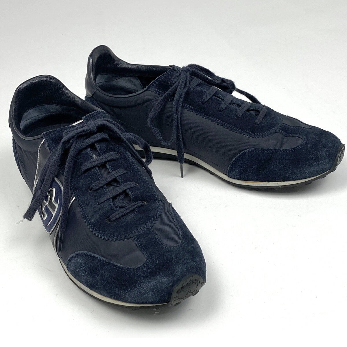 GUCCI Sneakers Shoes Low-Cut Interlocking G EU 42 US 8.5 Navy Authentic