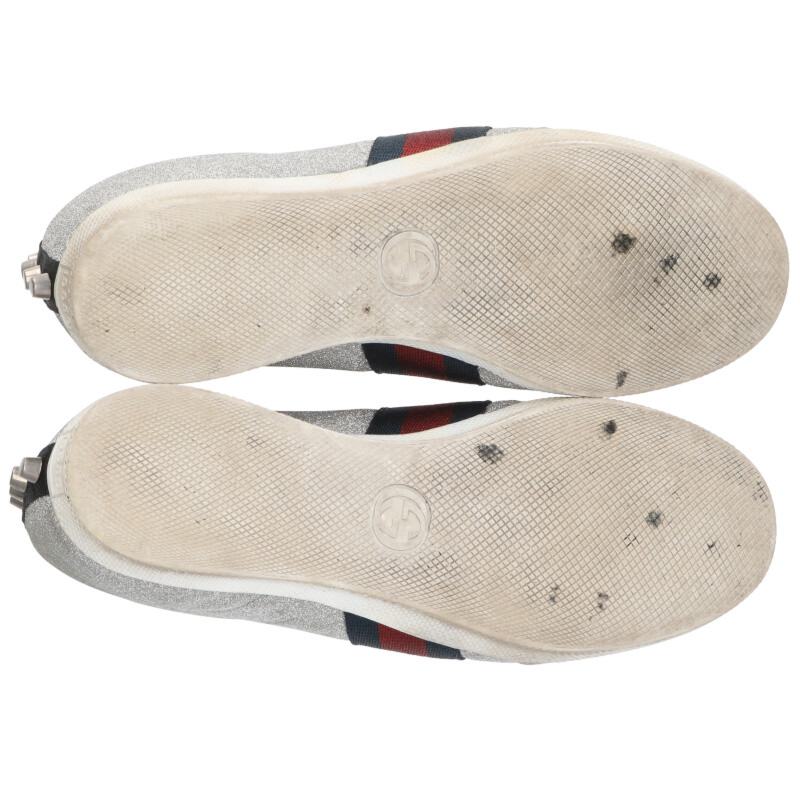 GUCCI Sneakers Shoes Low-Cut Sherry Line EU 43.5 US 10 Silver Authentic