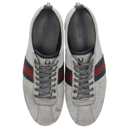 GUCCI Sneakers Shoes Low-Cut Sherry Line EU 43.5 US 10 Silver Authentic