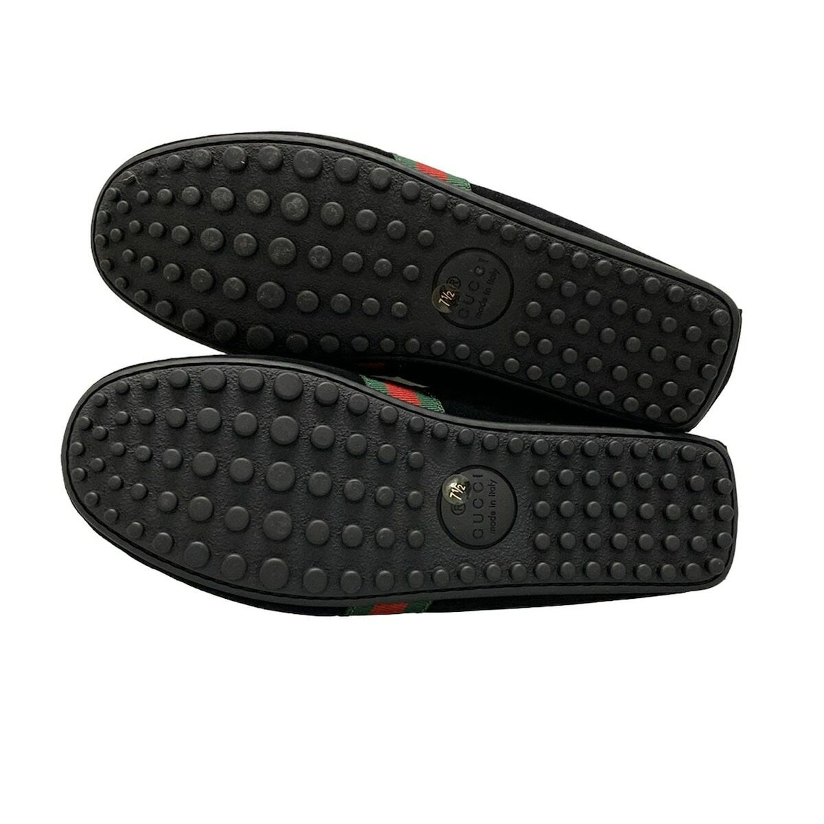 GUCCI Driving Shoes Shelly Low-Cut EU 41.5 US 8 Suede Black Green Red Authentic