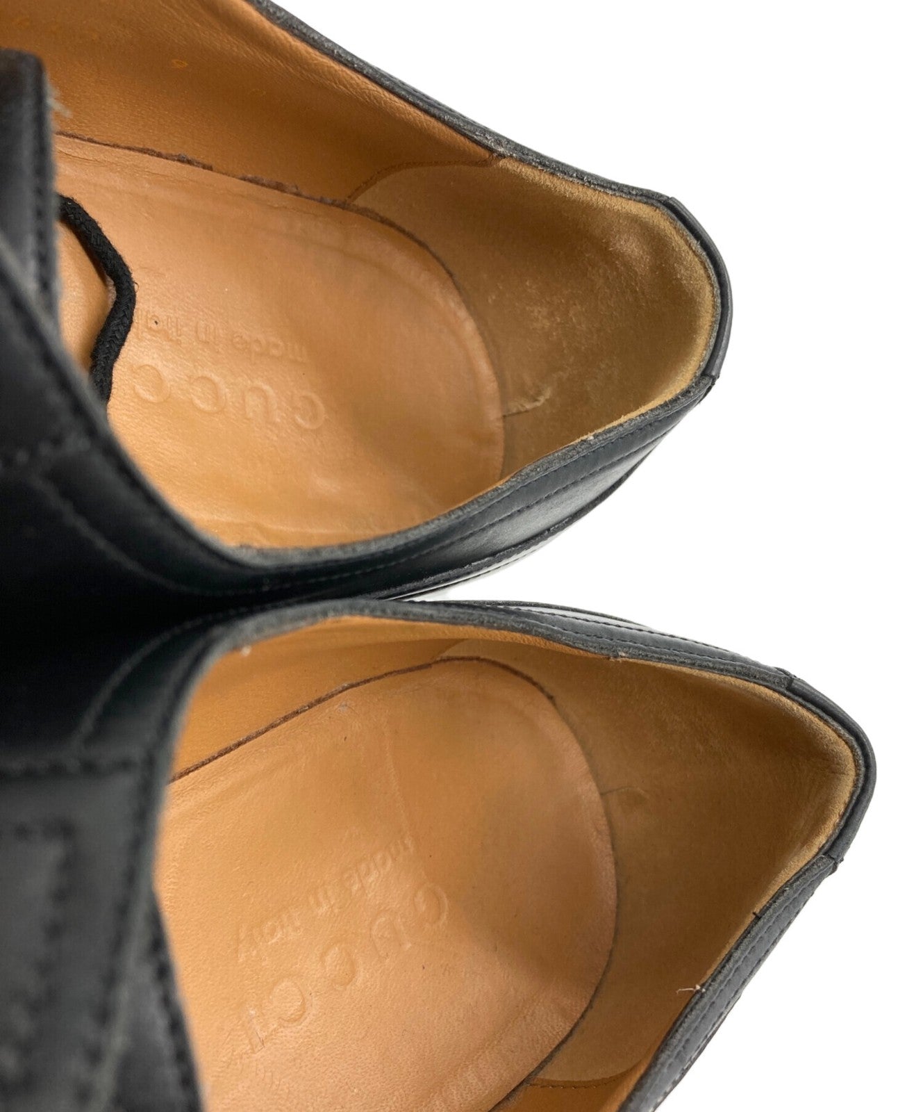 GUCCI Heel logo straight tip shoes EU 43 US 9.5 Black Authentic