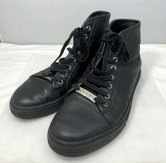 GUCCI Sneakers Shoes High-cut EU 41 US 7.5 Black Authentic