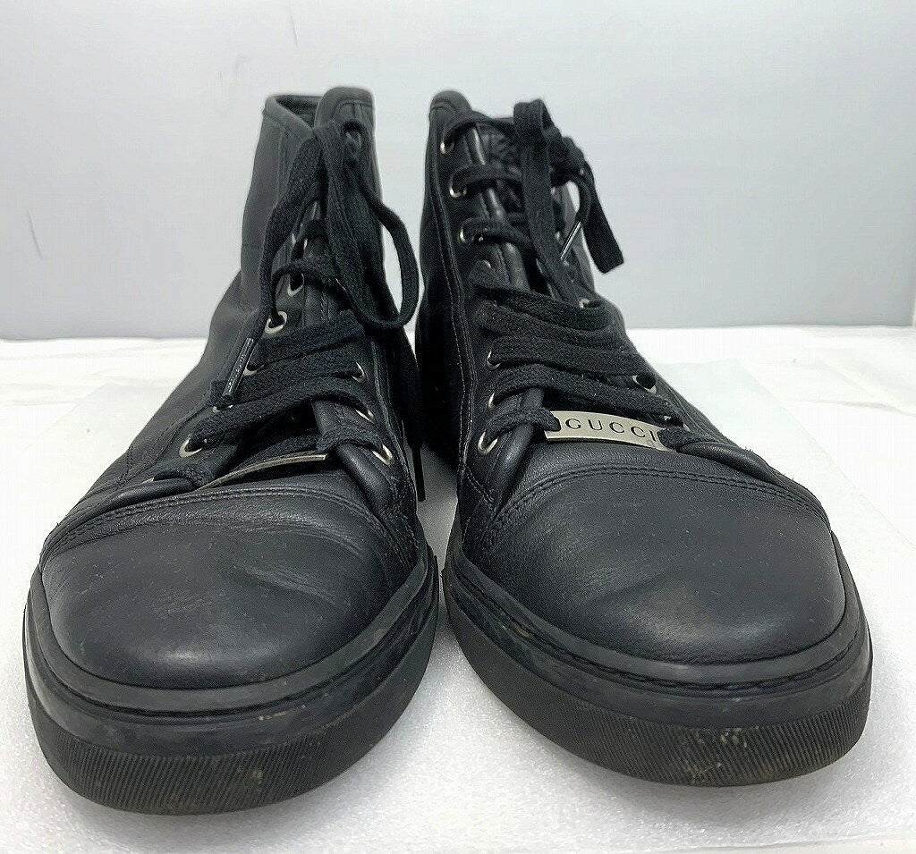 GUCCI Sneakers Shoes High-cut EU 41 US 7.5 Black Authentic