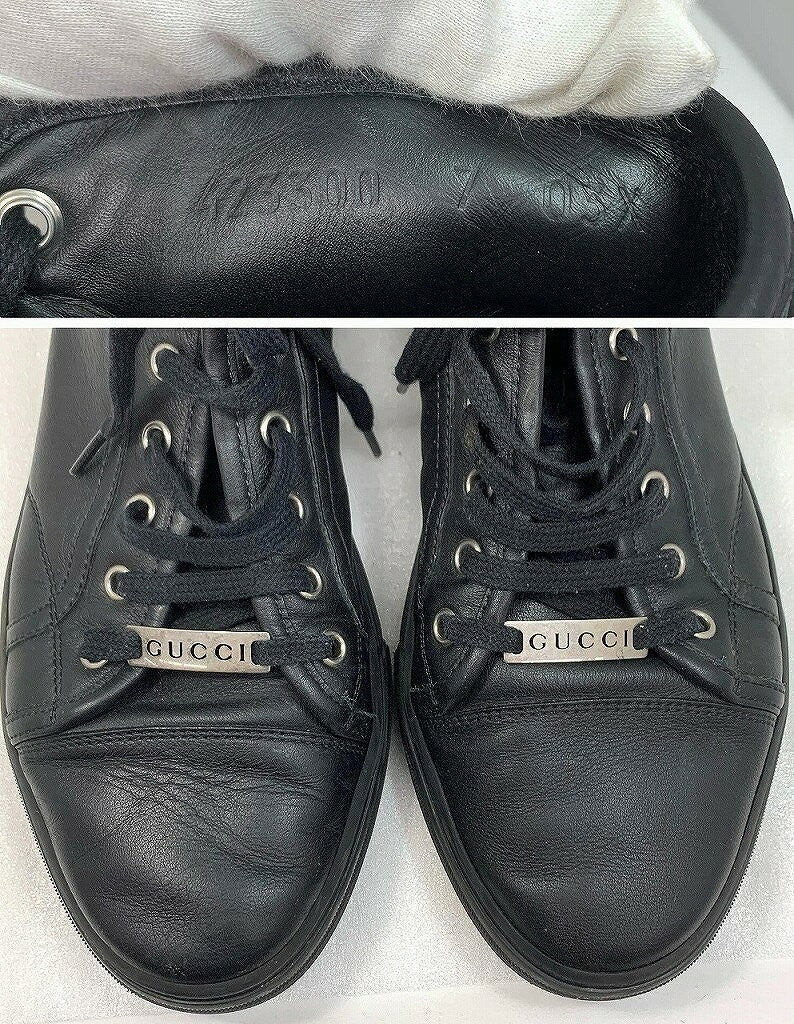 GUCCI Sneakers Shoes High-cut EU 41 US 7.5 Black Authentic