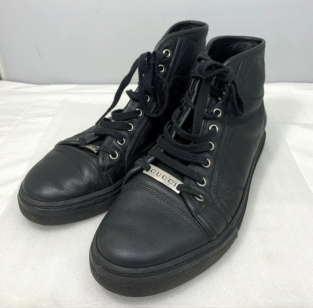 GUCCI Sneakers Shoes High-cut EU 41 US 7.5 Black Authentic