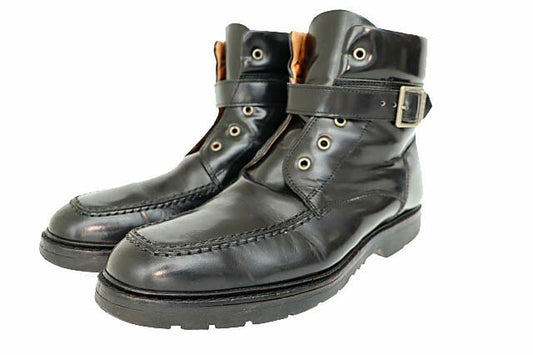 GUCCI Boots Shoes Lace-up EU 43.5 US 10 Leather Black Authentic