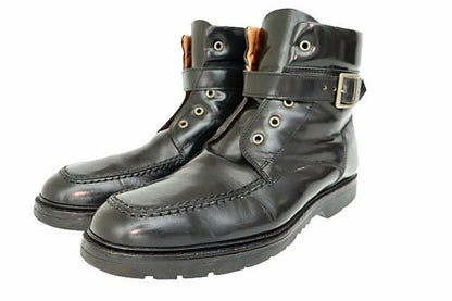 GUCCI Boots Shoes Lace-up EU 43.5 US 10 Leather Black Authentic