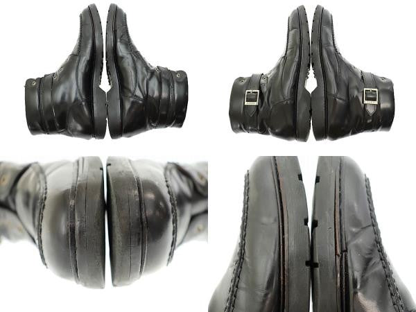 GUCCI Boots Shoes Lace-up EU 43.5 US 10 Leather Black Authentic