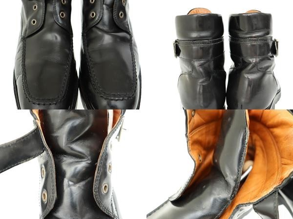 GUCCI Boots Shoes Lace-up EU 43.5 US 10 Leather Black Authentic