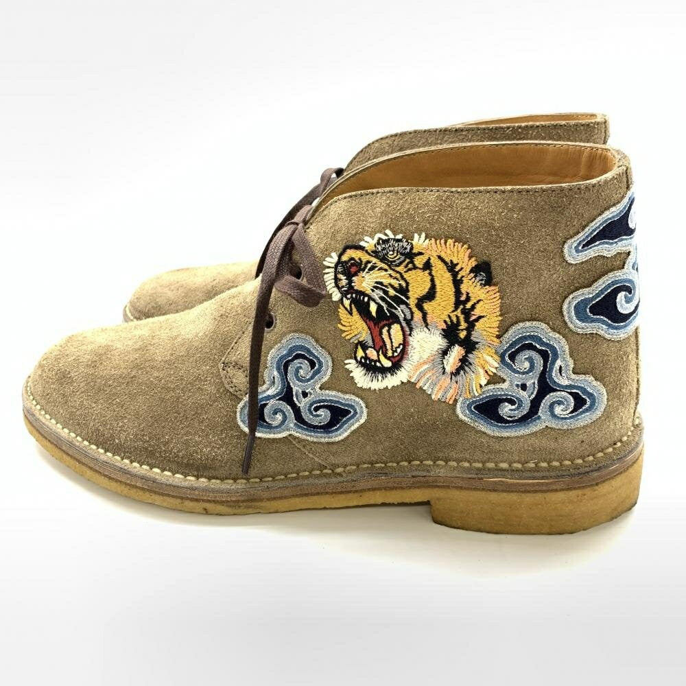 GUCCI Boots Shoes Tiger EU 44 US 10.5 Suede Beige Brown Authentic