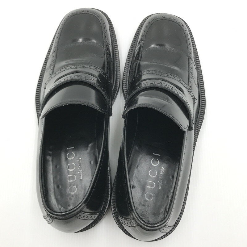 GUCCI Loafers Shoes EU 43 US 9.5 Leather Black Authentic