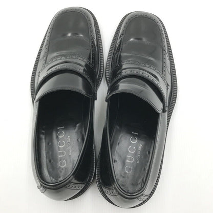 GUCCI Loafers Shoes EU 43 US 9.5 Leather Black Authentic