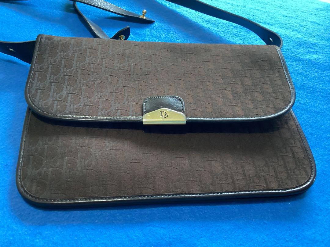 Christian Dior Shoulder Bag Purse 3way Trotter Canvas Leather Brown Authentic