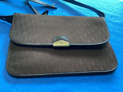 Christian Dior Shoulder Bag Purse 3way Trotter Canvas Leather Brown Authentic