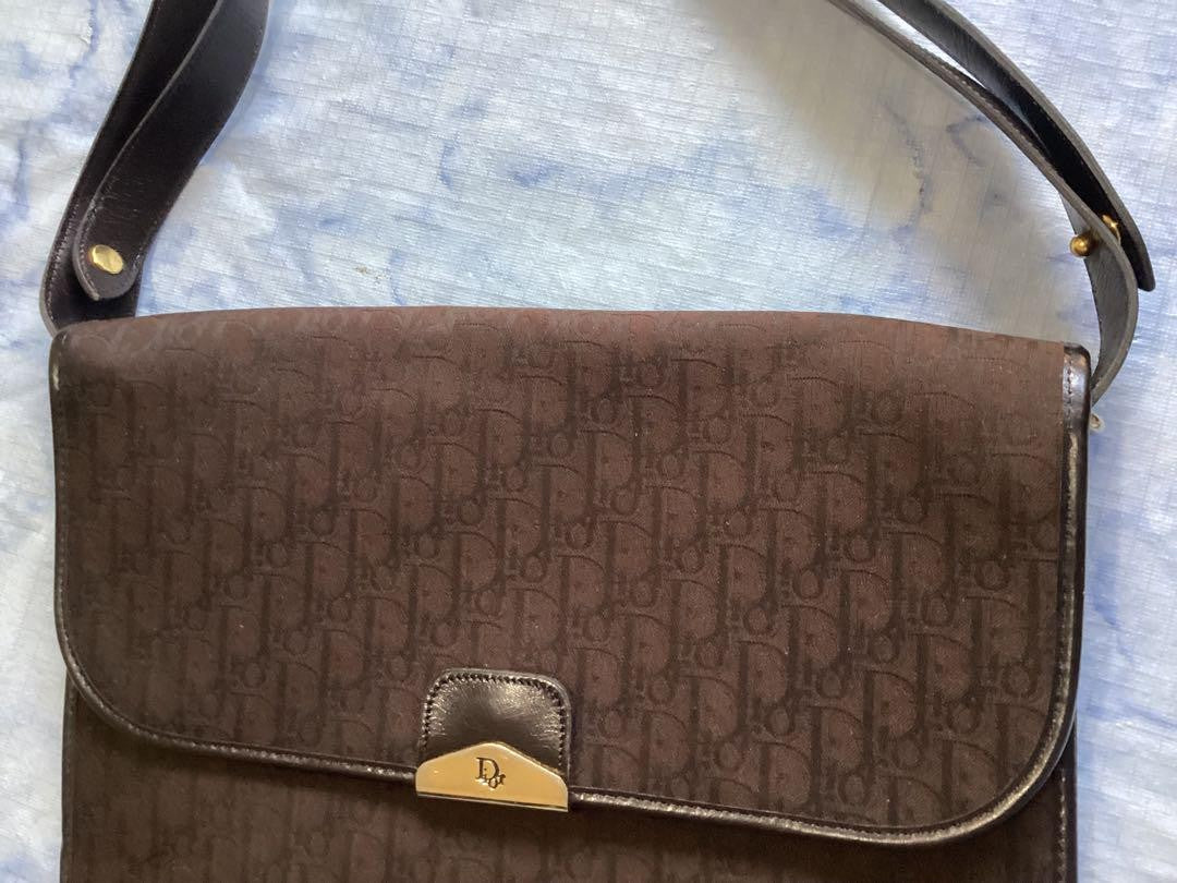 Christian Dior Shoulder Bag Purse 3way Trotter Canvas Leather Brown Authentic