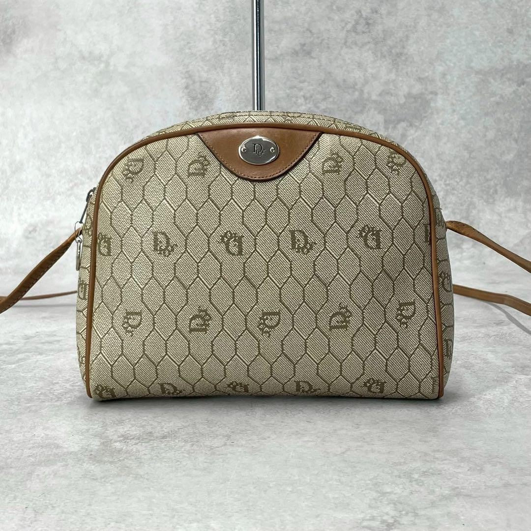 Christian Dior Shoulder Bag Purse Honeycomb PVC Leather Beige Authentic