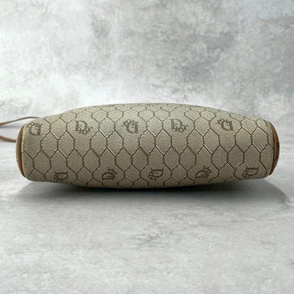 Christian Dior Shoulder Bag Purse Honeycomb PVC Leather Beige Authentic